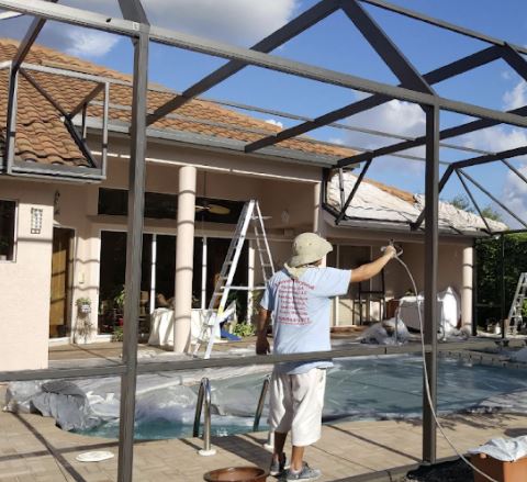 Lanai Re-Screens and Painting 3 Pool Cage Painting